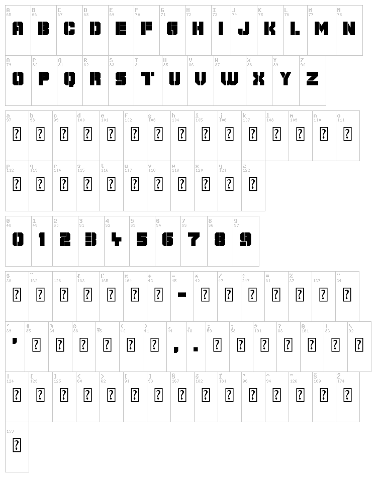 Galaxy Corps font map